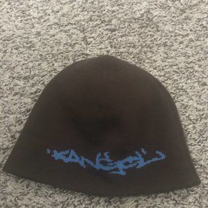 Mens Kangol beanie. Brown w royal blue lettering. OS